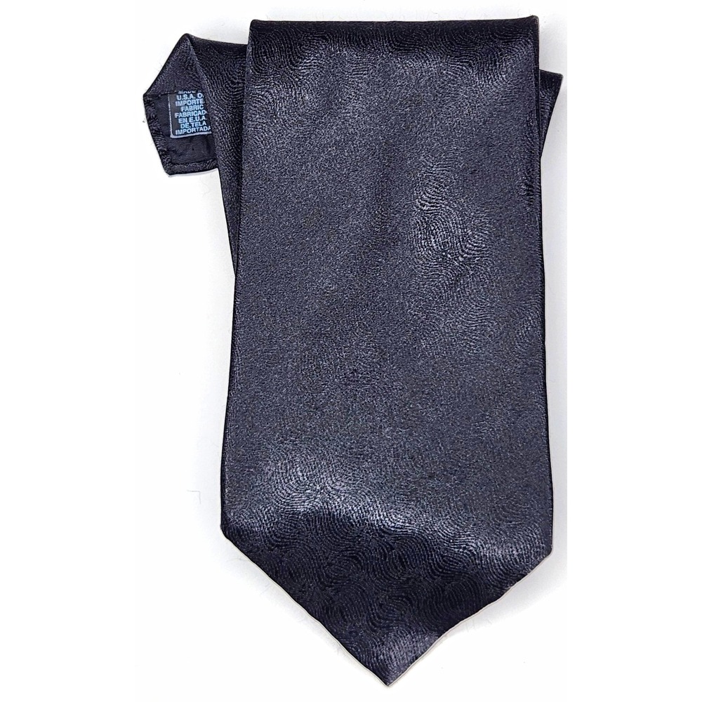 Towncraft Men's Black Solid Pointed Tie Logo Accent Imported Fabric - 59"